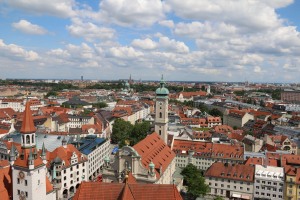 View of Munich from the top of Marienplatz Church 